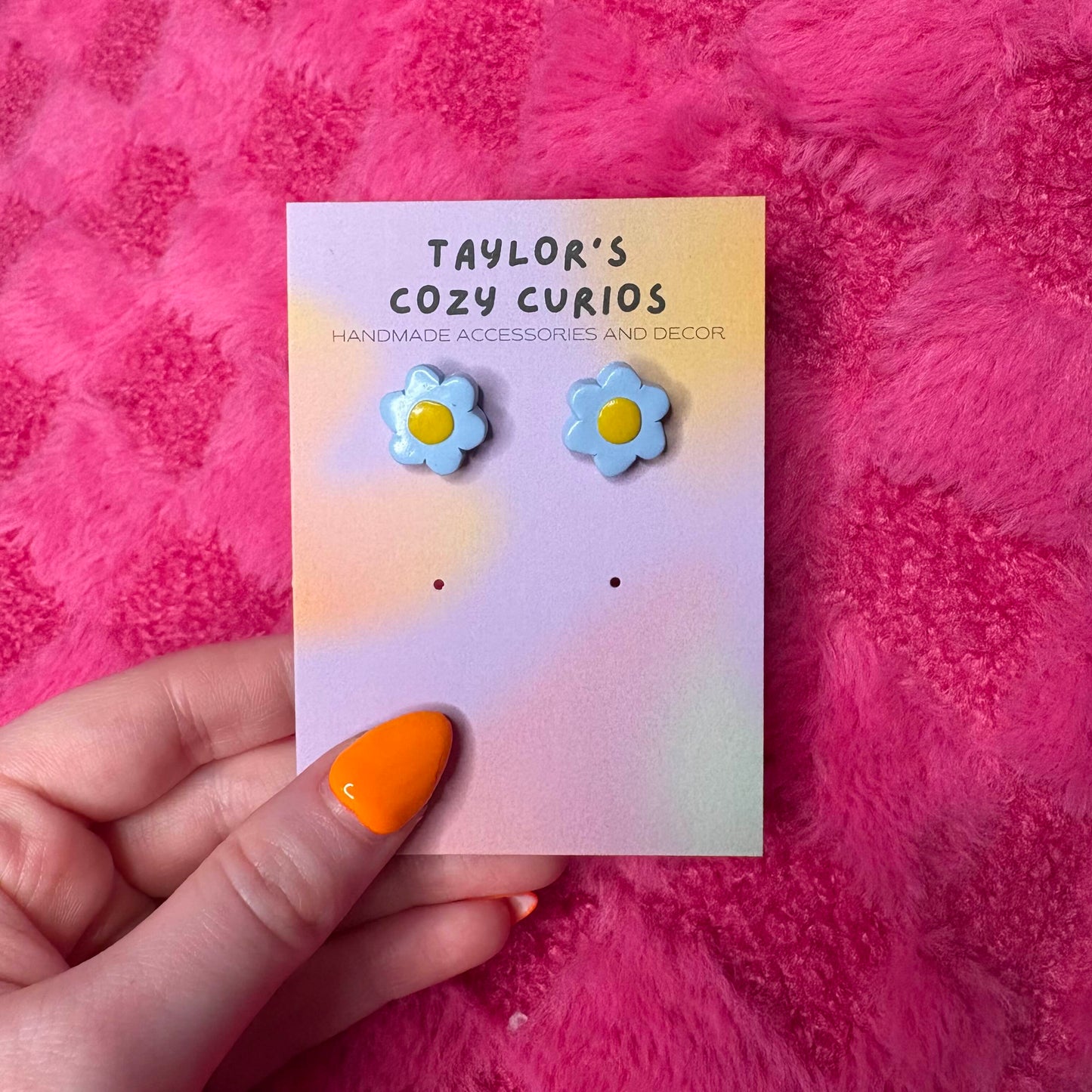 Light Blue Flower Earrings
