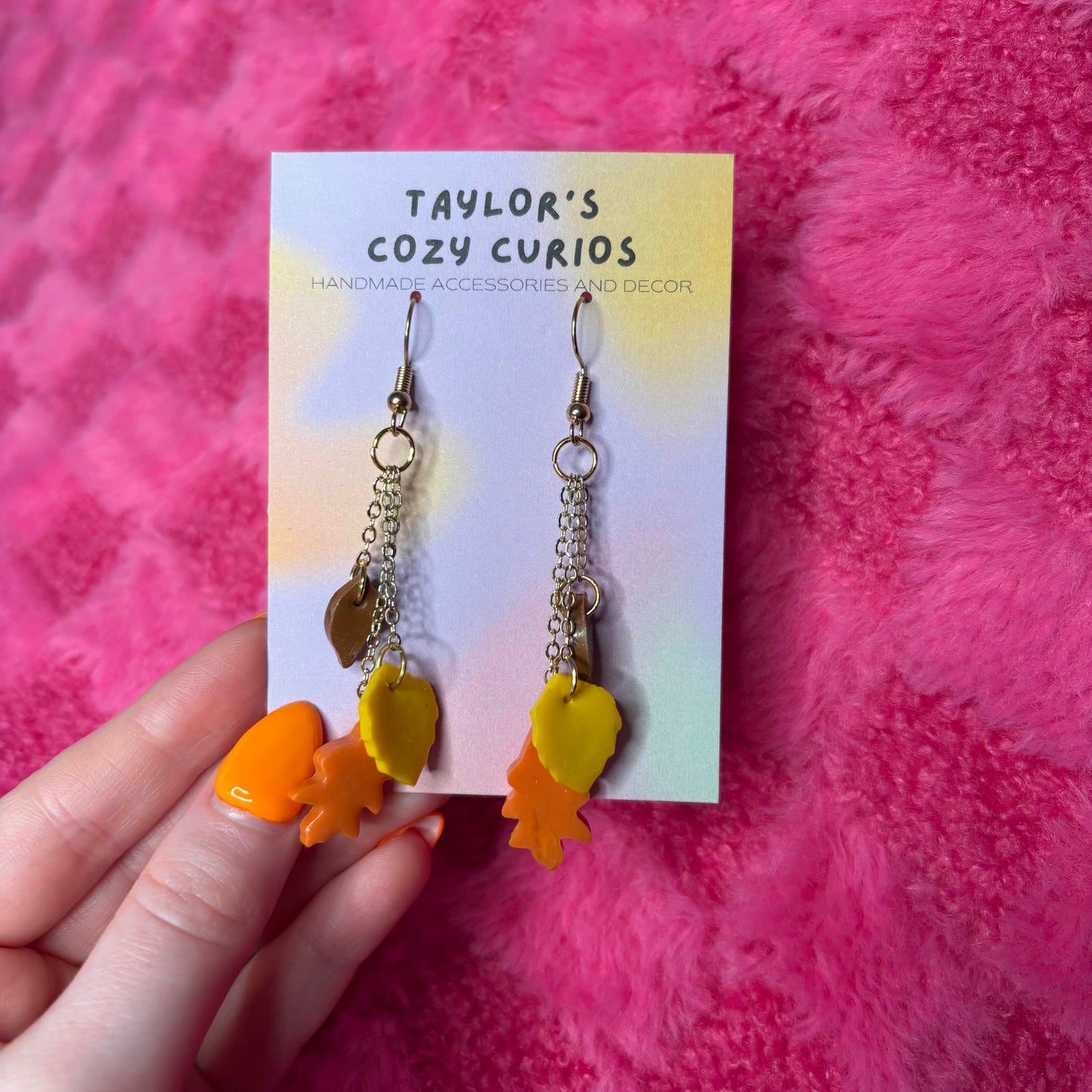 Yellow Falling Leaf Earrings