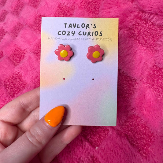 Pink Flower Earrings