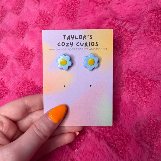 Light Blue Flower Earrings