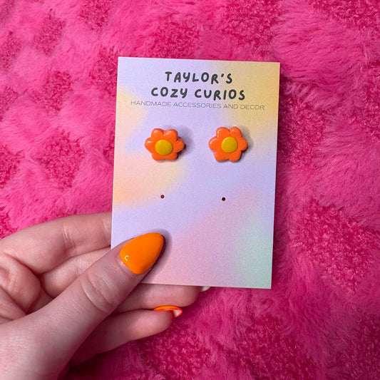 Orange Flower Earrings