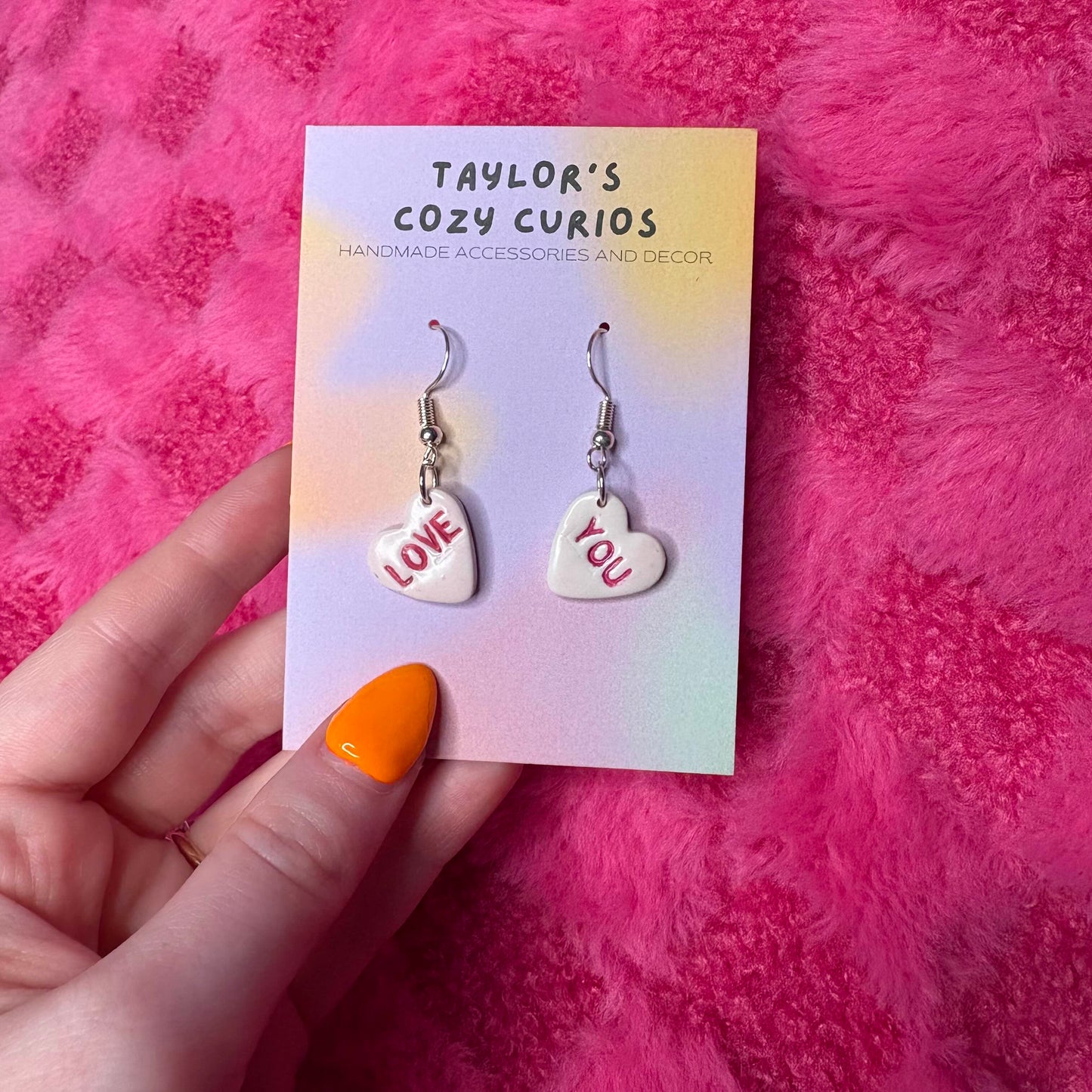 "Love You" Conversation Heart Earrings