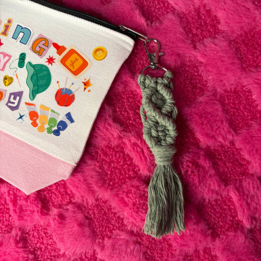 Green Macrame Key Chain