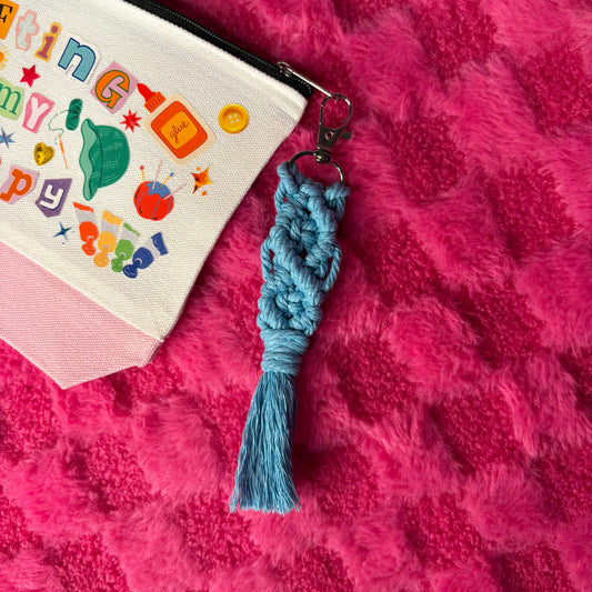 Blue Macrame Key Chain