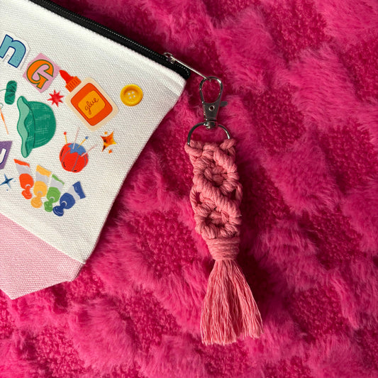 Pink Macrame Key Chain
