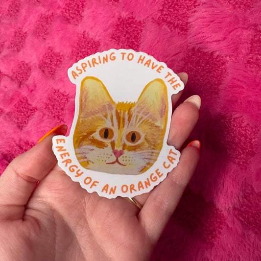 Orange Cat Energy Vinyl Sticker