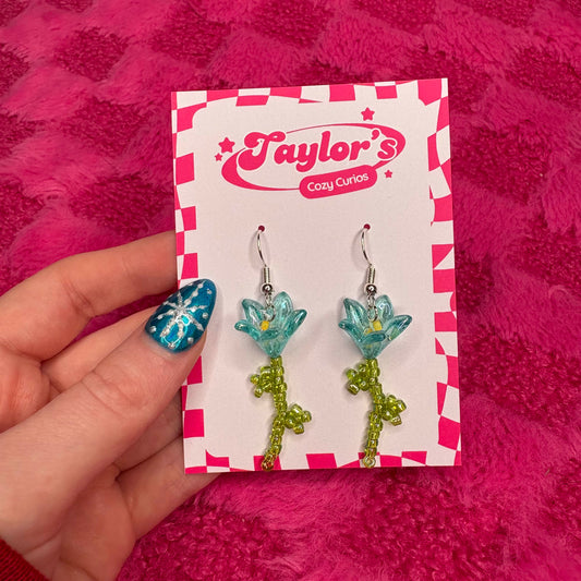 Blue Lily Earrings